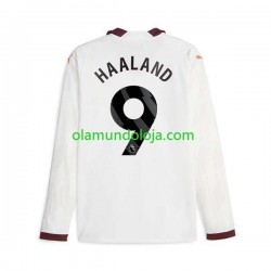 Camisola Manchester City Erling Haaland 9 Homem Equipamento Segundo 2023-2024 Manga Comprida